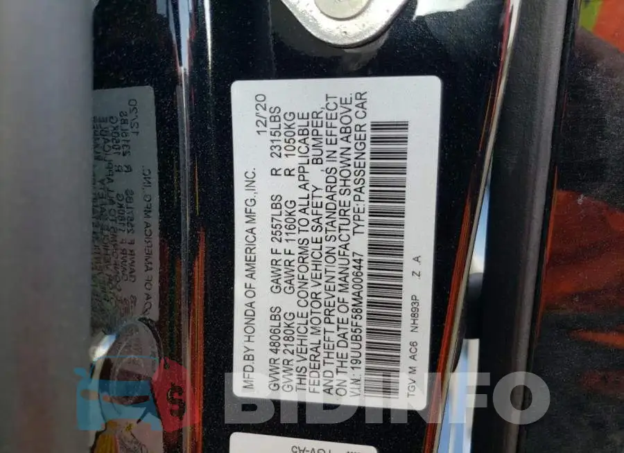 19UUB5F58MA006447 Photo# 10