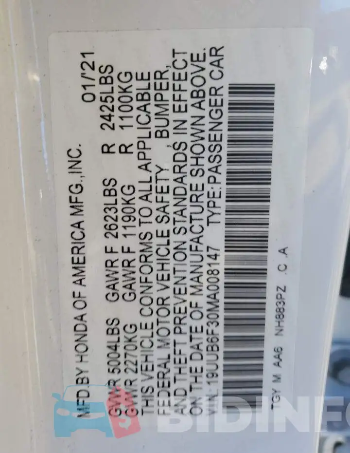19UUB6F30MA008147 Photo# 10