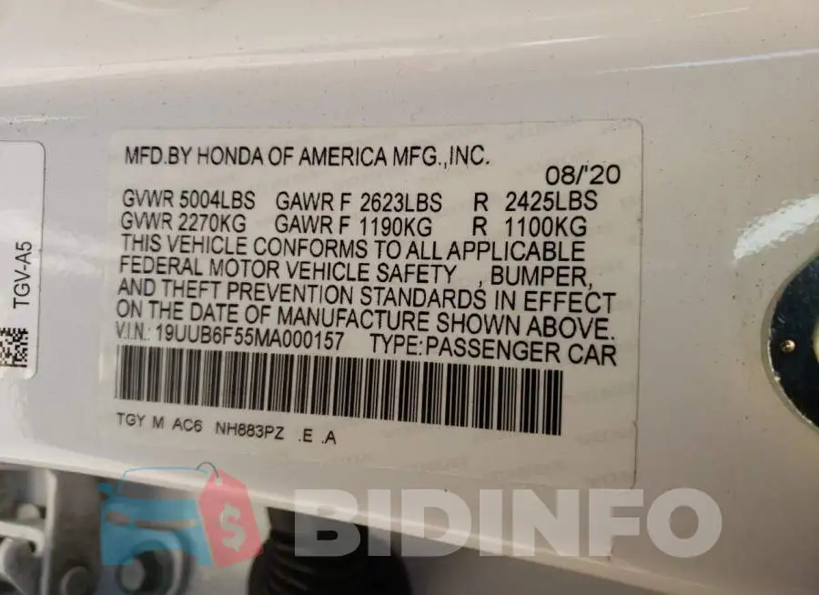 19UUB6F55MA000157 Photo# 10