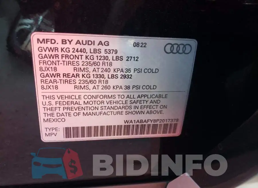 WA1ABAFY8P2017378 Photo# 13
