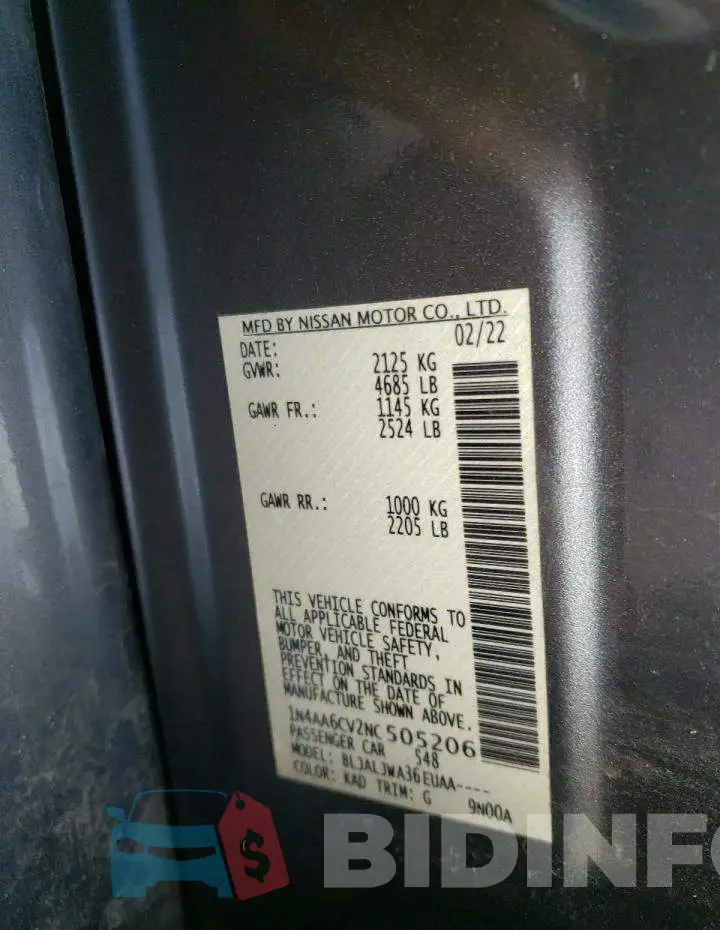 1N4AA6CV2NC505206 Photo# 12