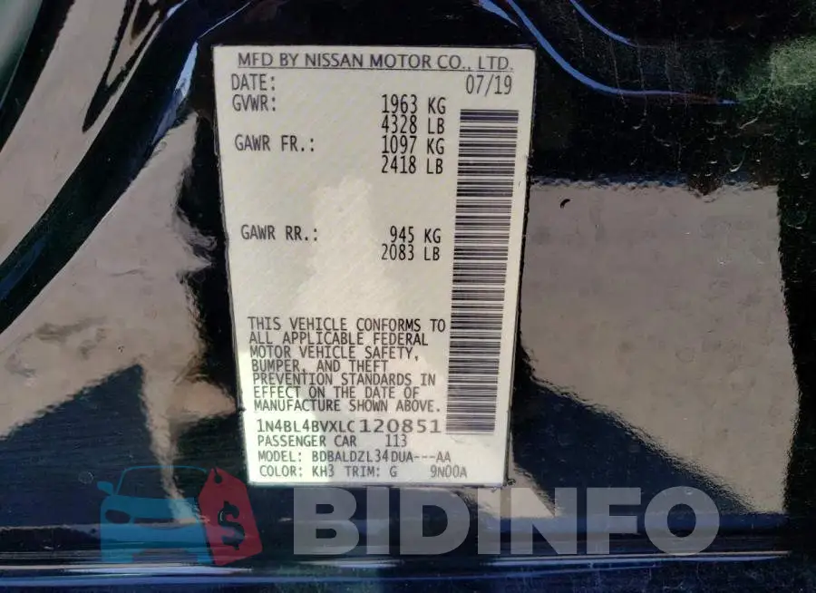 1N4BL4BVXLC120851 Photo# 12