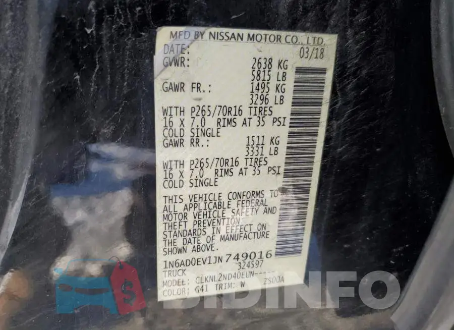 1N6AD0EV1JN749016 Photo# 12