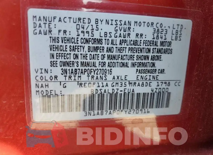 3N1AB7AP0FY270916 Photo# 10