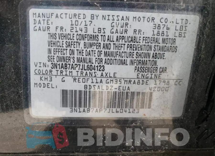 3N1AB7AP7JL604123 Photo# 12