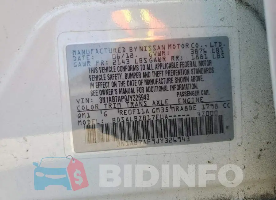 3N1AB7AP9JY326943 Photo# 10