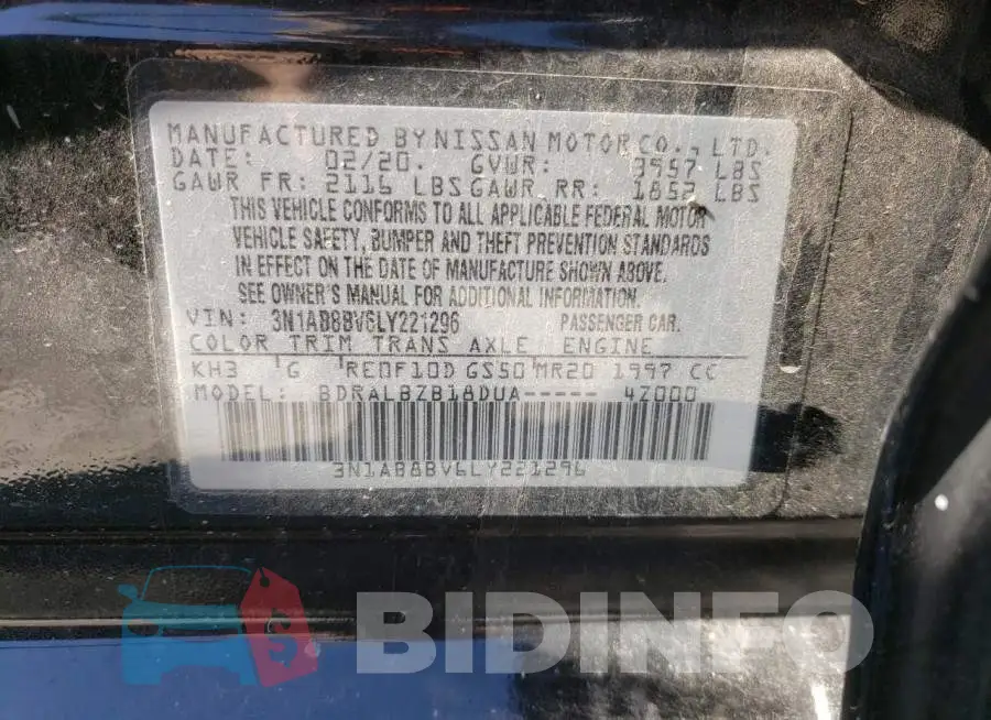 3N1AB8BV6LY221296 Photo# 10