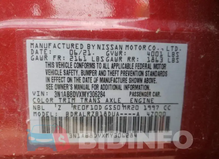 3N1AB8DVXMY306284 Photo# 12