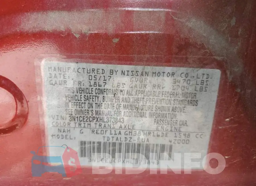 3N1CE2CPXHL373843 Photo# 10
