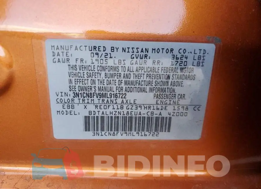 3N1CN8FV9ML916722 Photo# 12