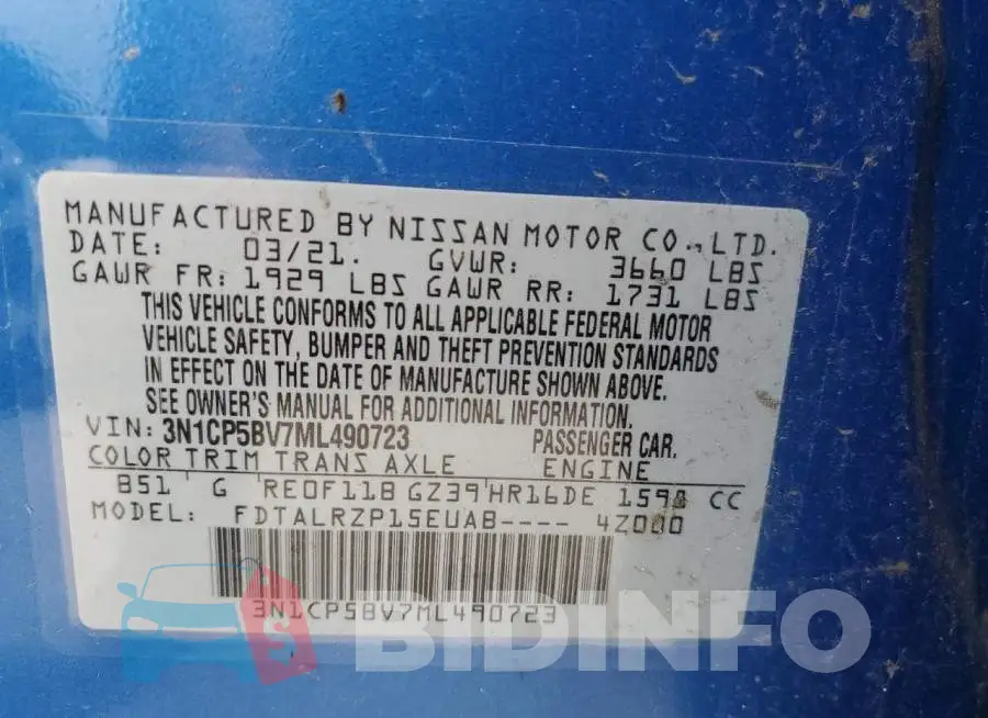 3N1CP5BV7ML490723 Photo# 13