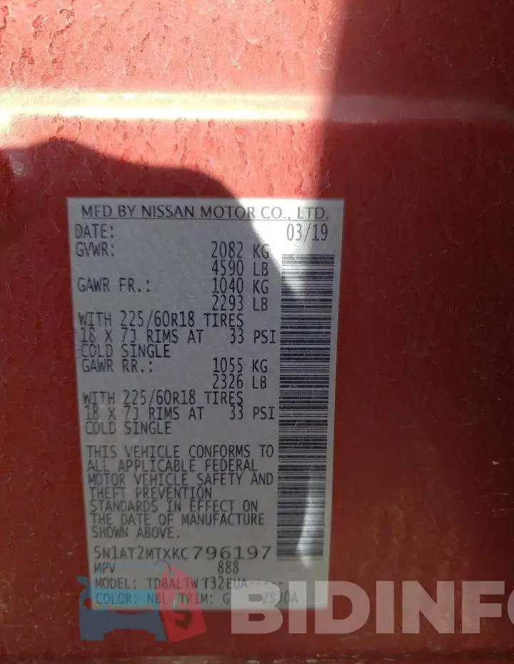 5N1AT2MTXKC796197 Photo# 13