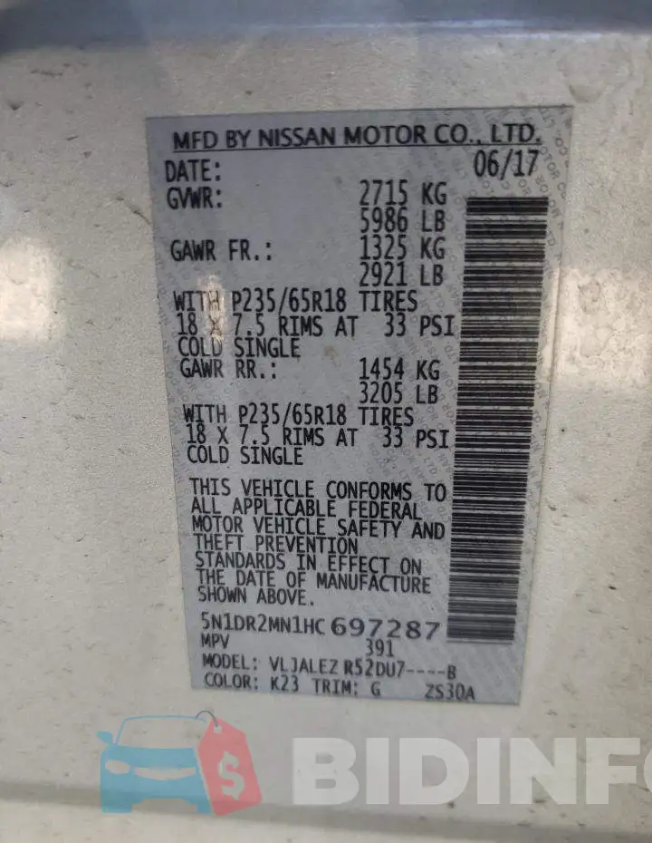 5N1DR2MN1HC697287 Photo# 10