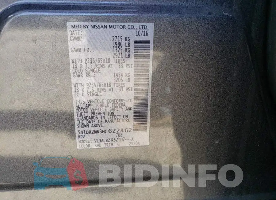 5N1DR2MN3HC622462 Photo# 13