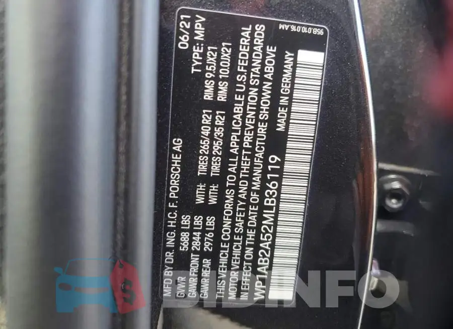 WP1AB2A52MLB36119 Photo# 14