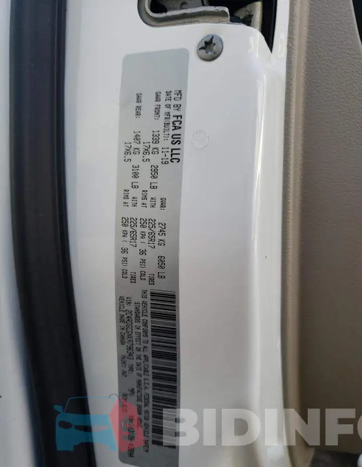2C4RDGCGXKR796343 Photo# 13