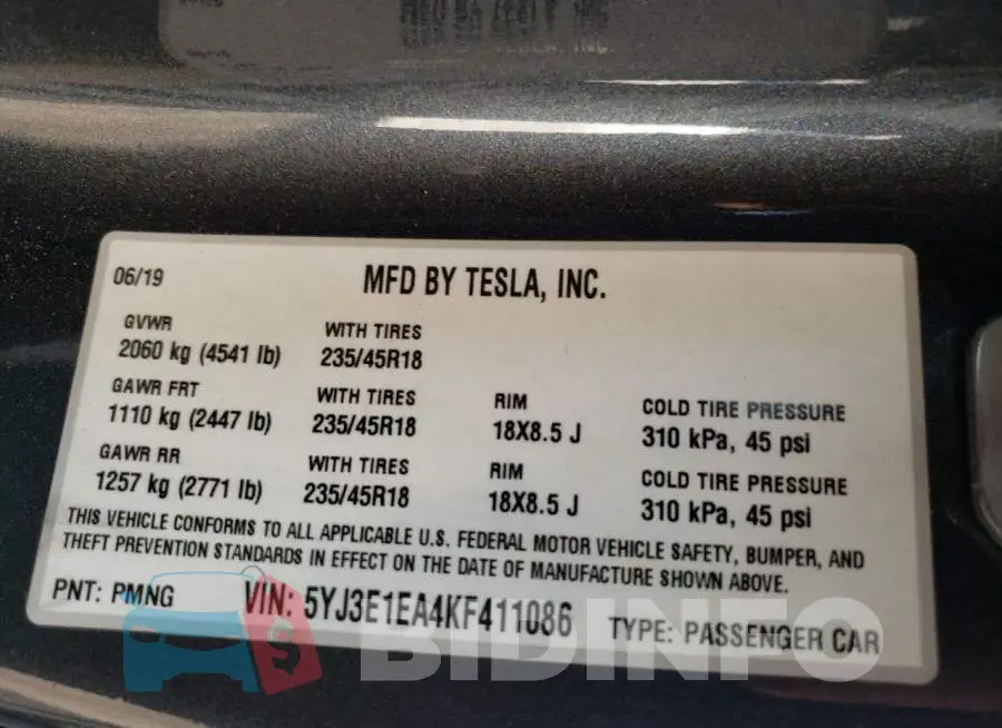 5YJ3E1EA4KF411086 Photo# 10