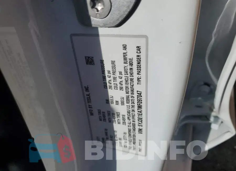 5YJ3E1EA7MF097047 Photo# 12