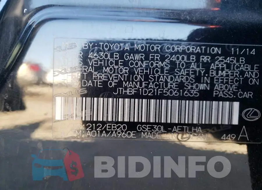 JTHBF1D21F5061635 Photo# 13