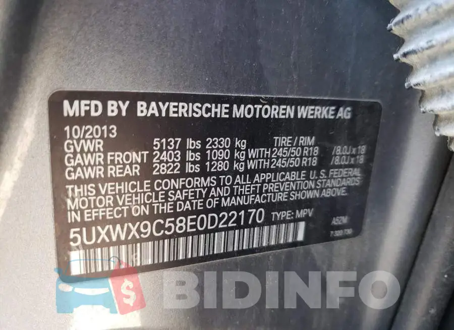 5UXWX9C58E0D22170 Photo# 10