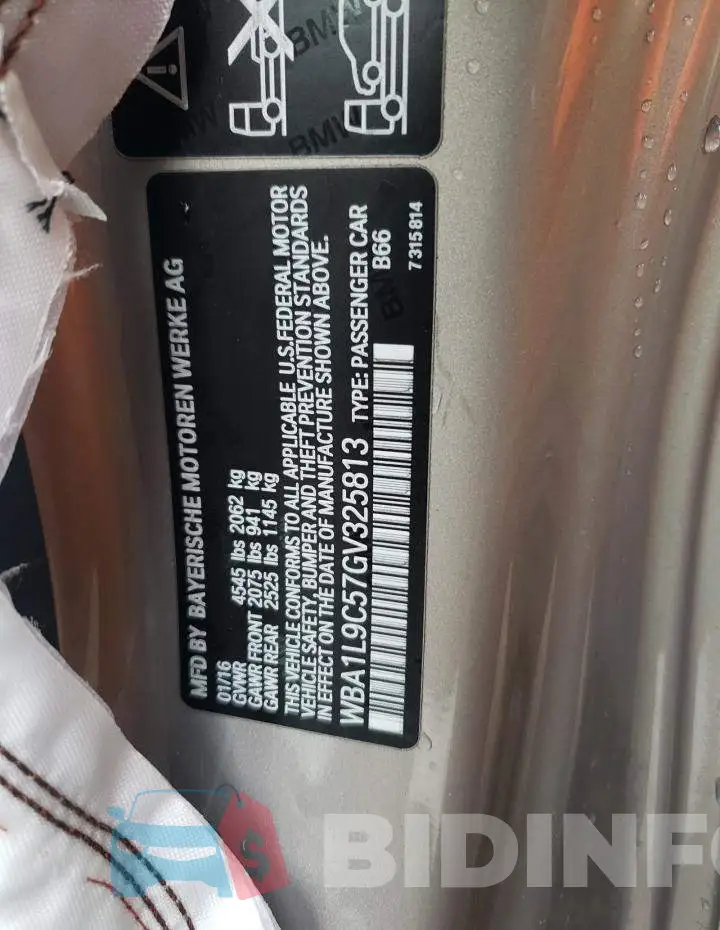 WBA1L9C57GV325813 Photo# 12