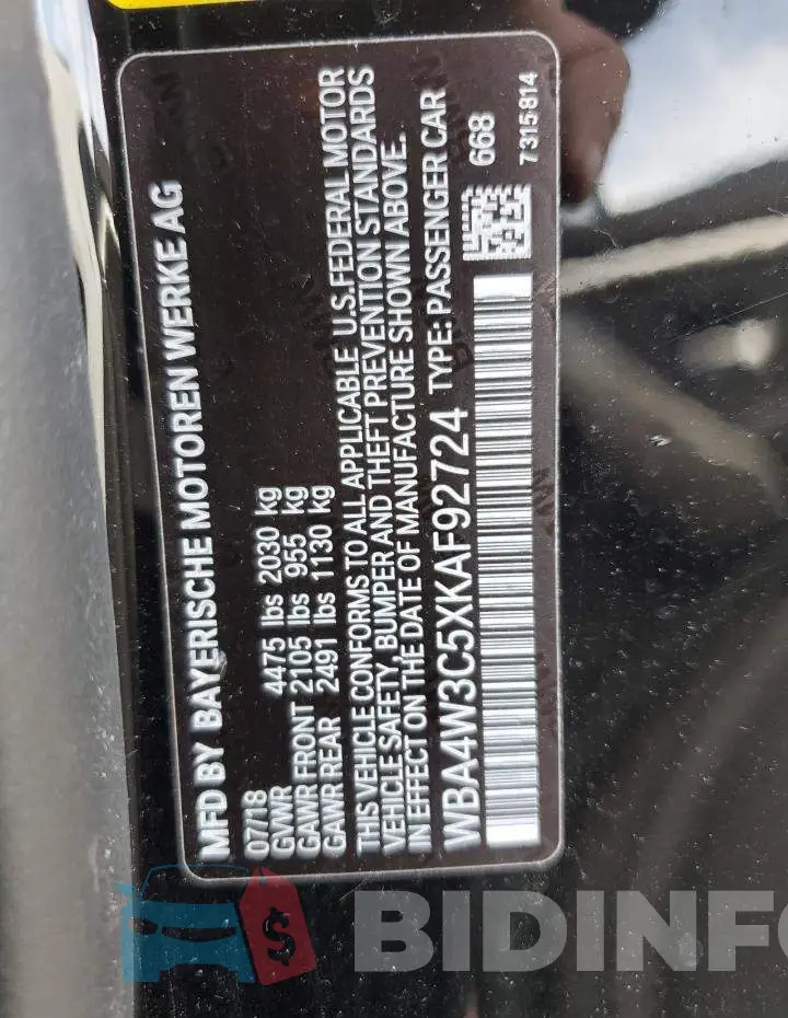 WBA4W3C5XKAF92724 Photo# 12