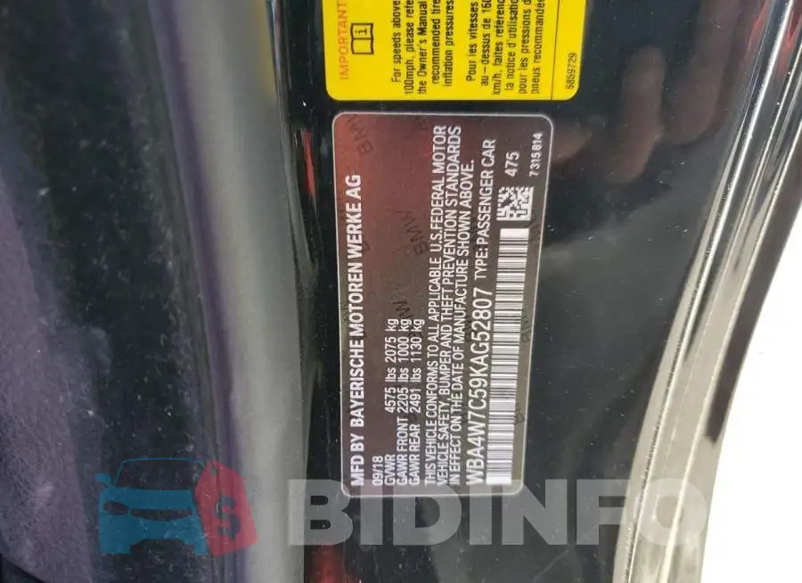 WBA4W7C59KAG52807 Photo# 12