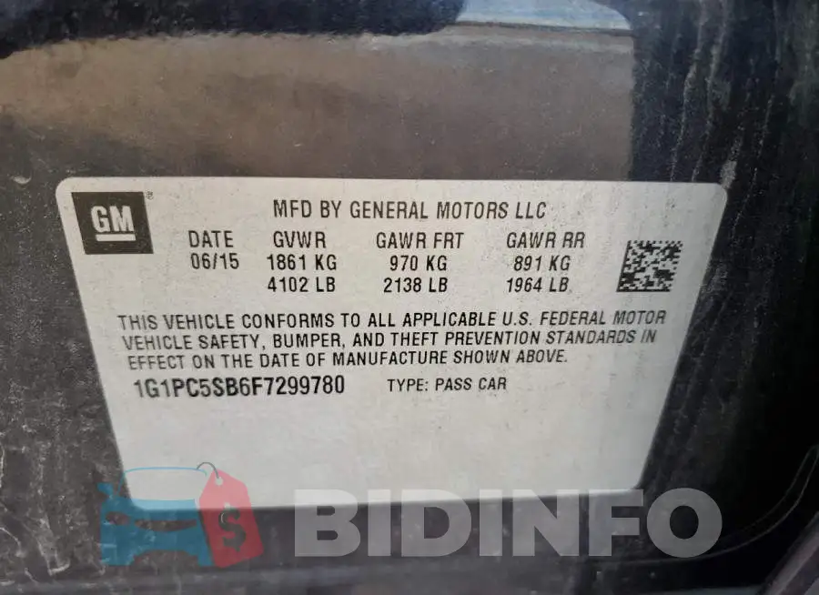 1G1PC5SB6F7299780 Photo# 13