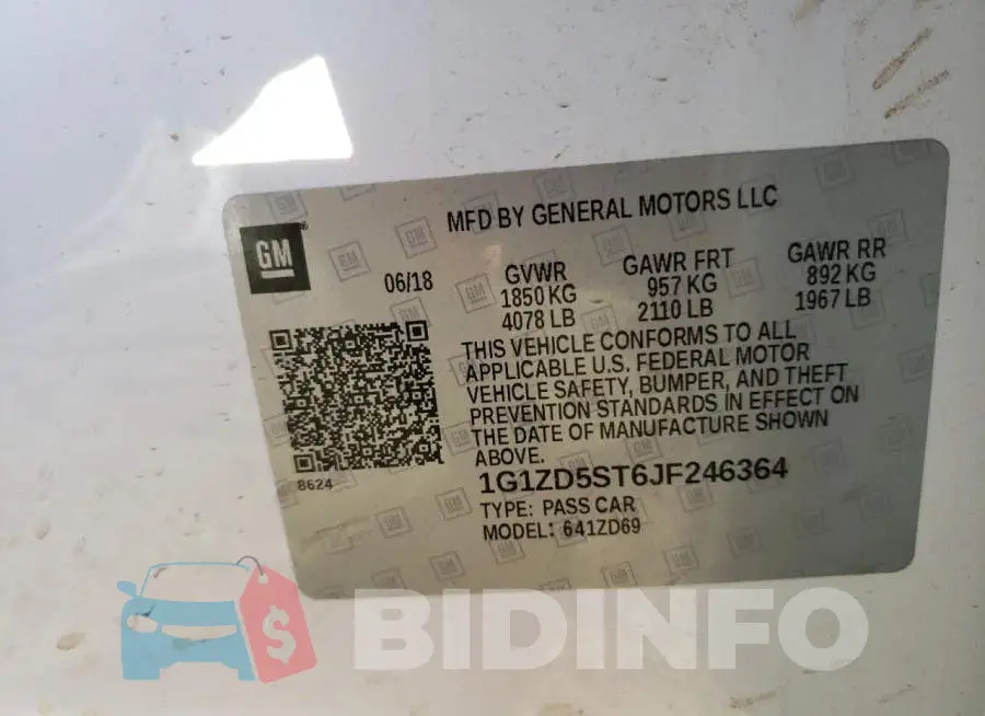 1G1ZD5ST6JF246364 Photo# 12