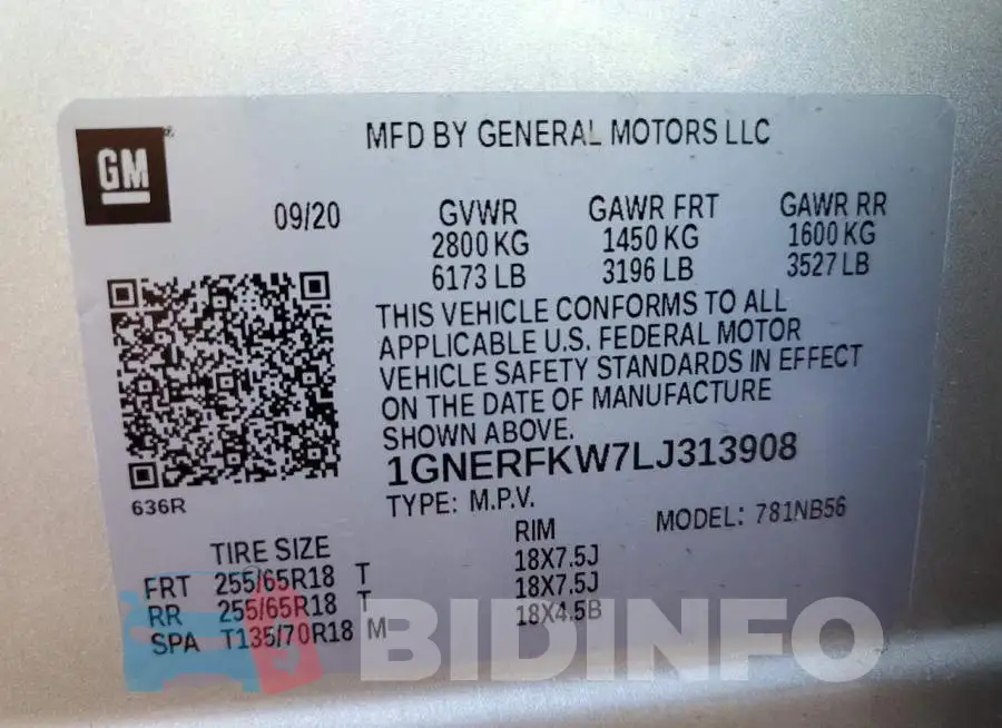 1GNERFKW7LJ313908 Photo# 13