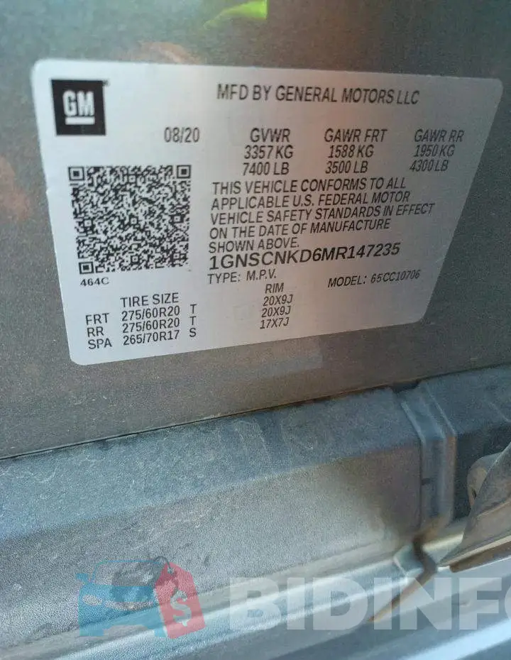 1GNSCNKD6MR147235 Photo# 13