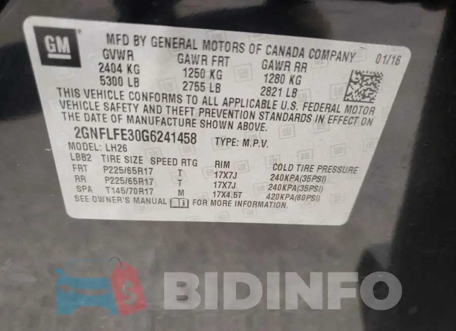 2GNFLFE30G6241458 Photo# 14