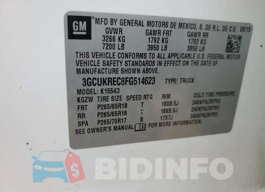 3GCUKREC8FG514623 Photo# 12