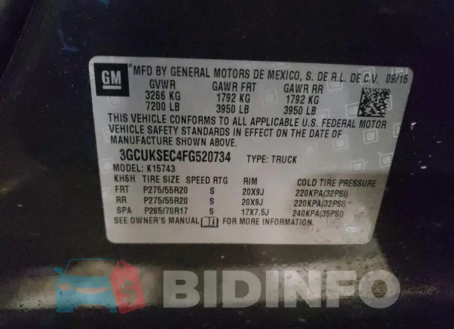 3GCUKSEC4FG520734 Photo# 12