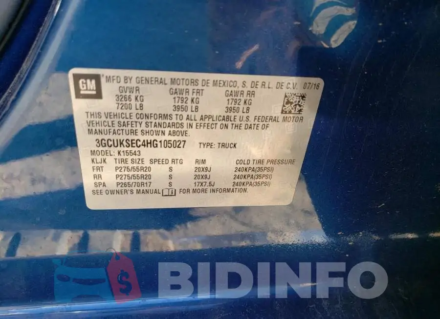 3GCUKSEC4HG105027 Photo# 12