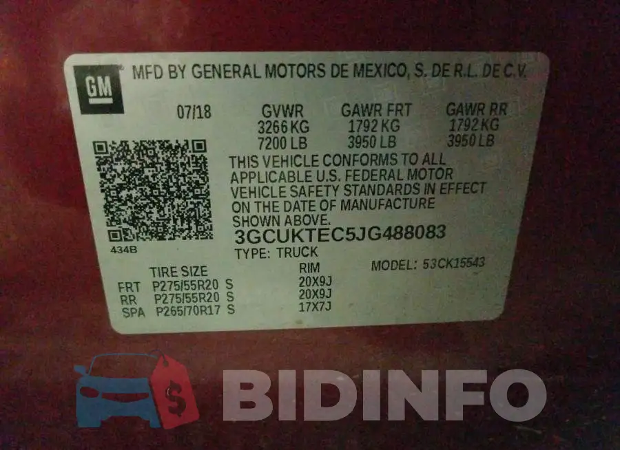 3GCUKTEC5JG488083 Photo# 12