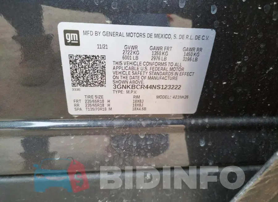 3GNKBCR44NS123222 Photo# 10