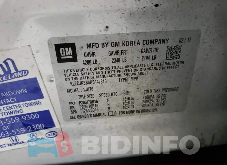 KL7CJKSB4HB147813 Photo# 13