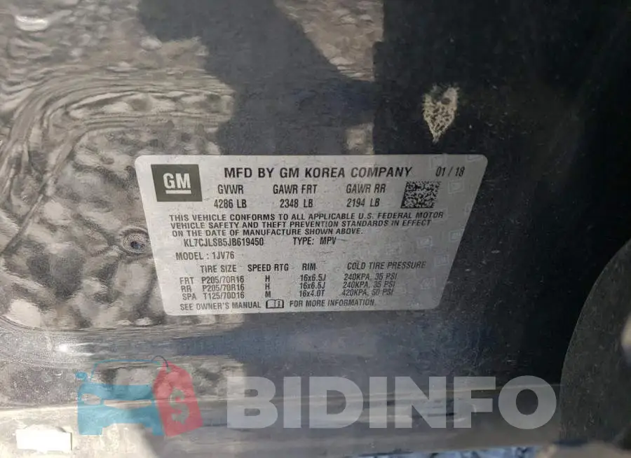 KL7CJLSB5JB619450 Photo# 10