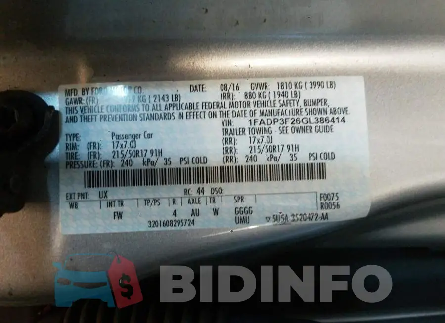 1FADP3F26GL386414 Photo# 10
