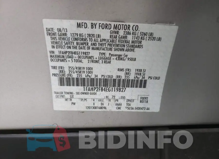 1FAHP2F84EG119827 Photo# 12