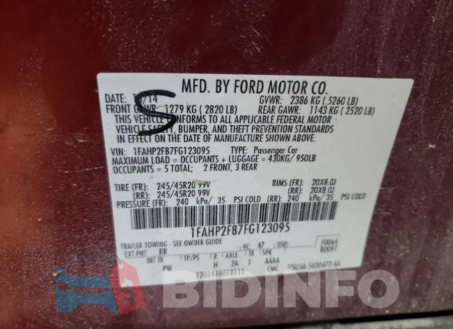 1FAHP2F87FG123095 Photo# 10