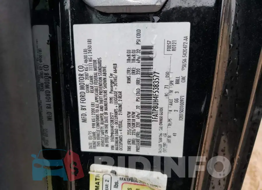1FATP8UH4F5383577 Photo# 12