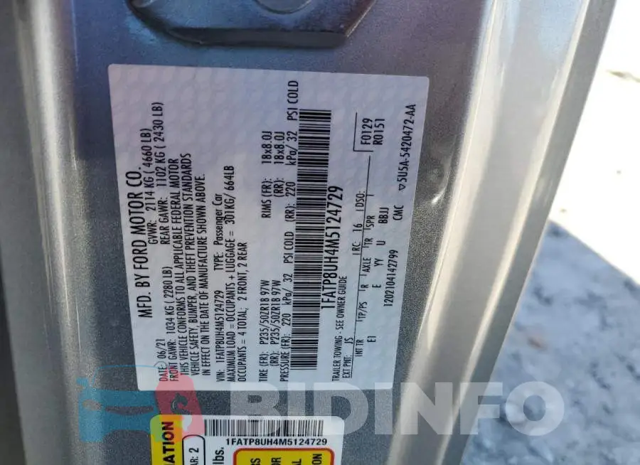 1FATP8UH4M5124729 Photo# 12