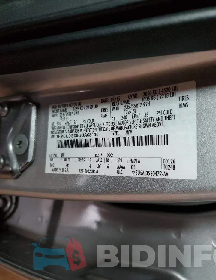 1FMCU0GX6GUA68130 Photo# 13