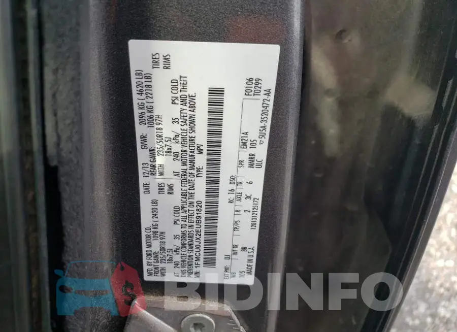 1FMCU0JX2EUB91820 Photo# 14