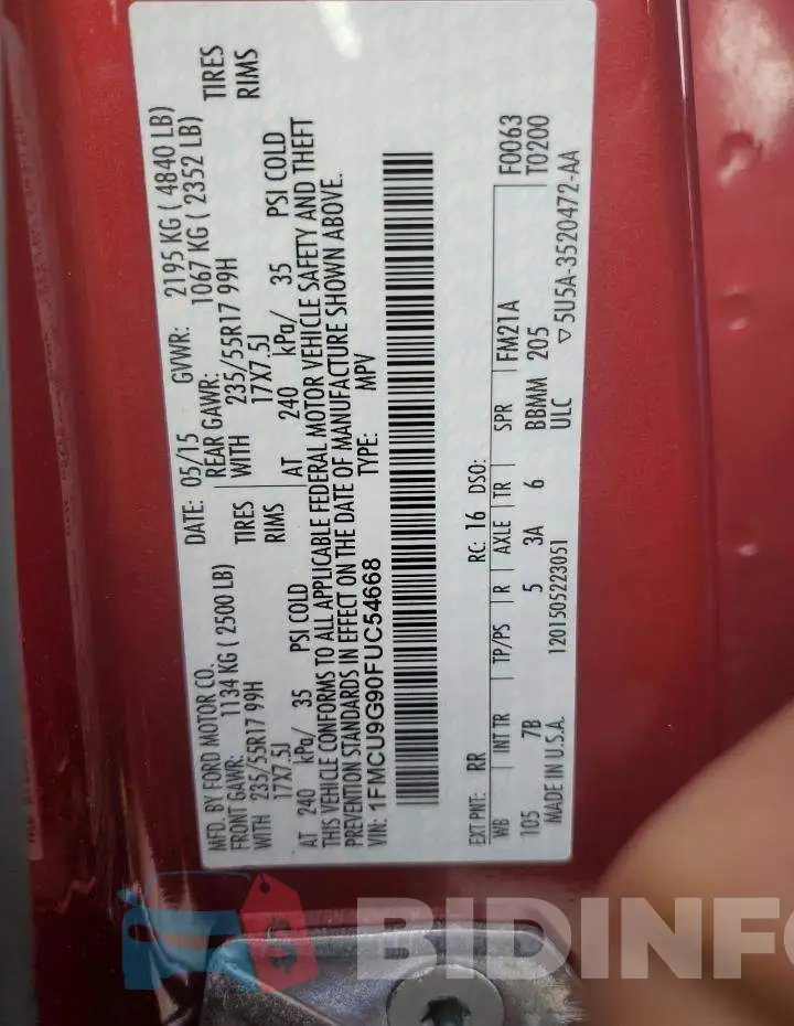 1FMCU9G90FUC54668 Photo# 12