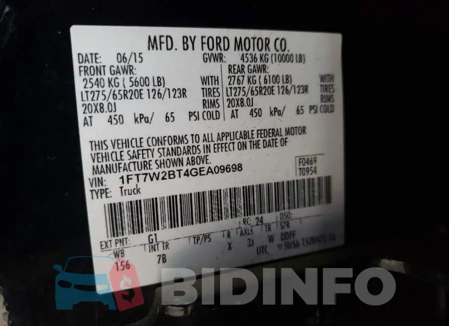 1FT7W2BT4GEA09698 Photo# 10