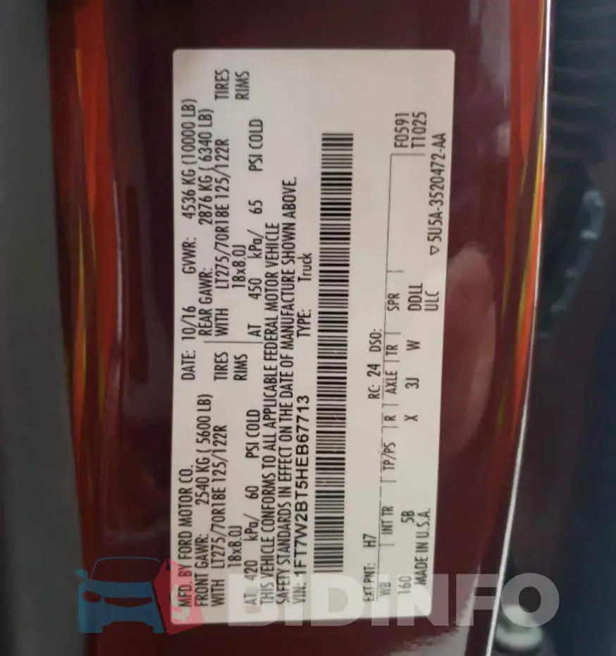1FT7W2BT5HEB67713 Photo# 9