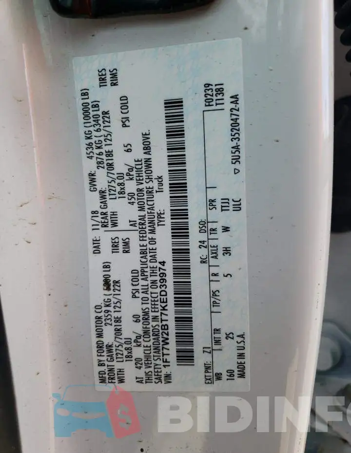 1FT7W2BT7KED39974 Photo# 10